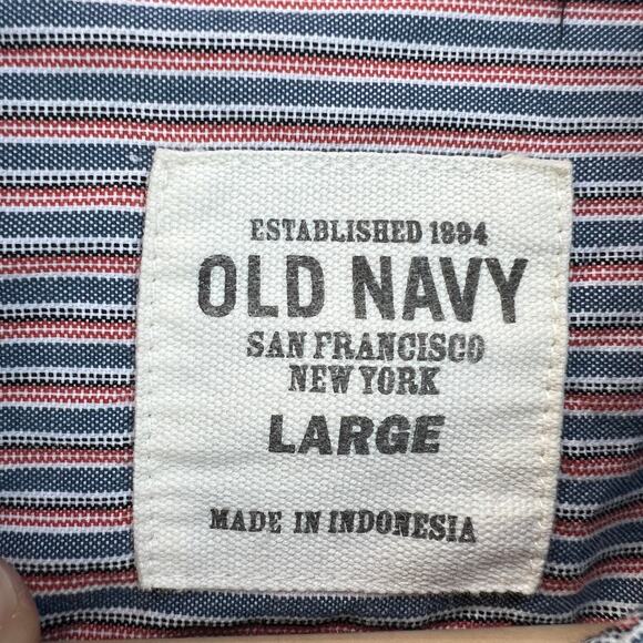 Mens Casual Shirt 100% Cotton Long Sleeve Button Down Collar Old Navy Sz Large - Picture 4 of 14